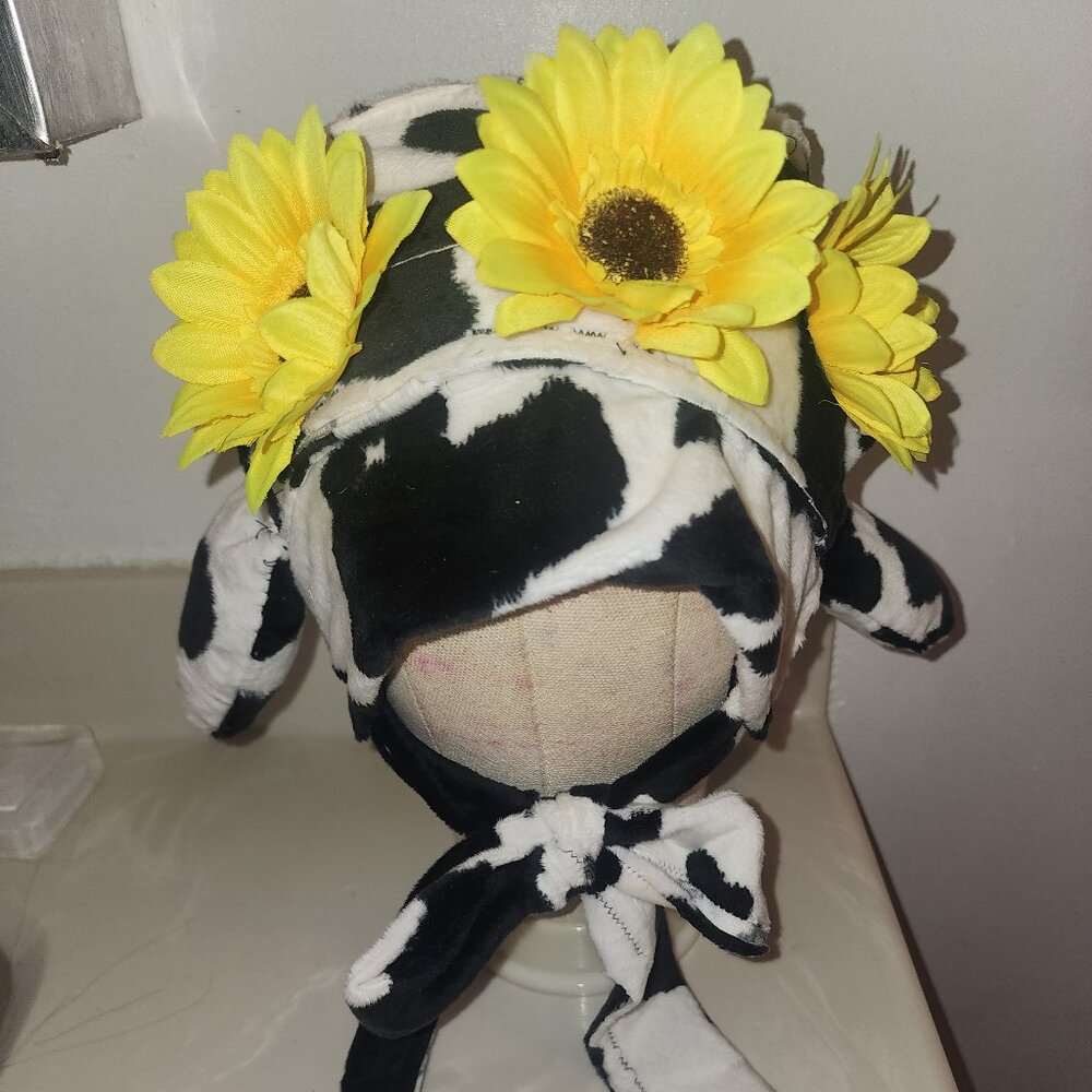 Handmade custom cow sunflower hat